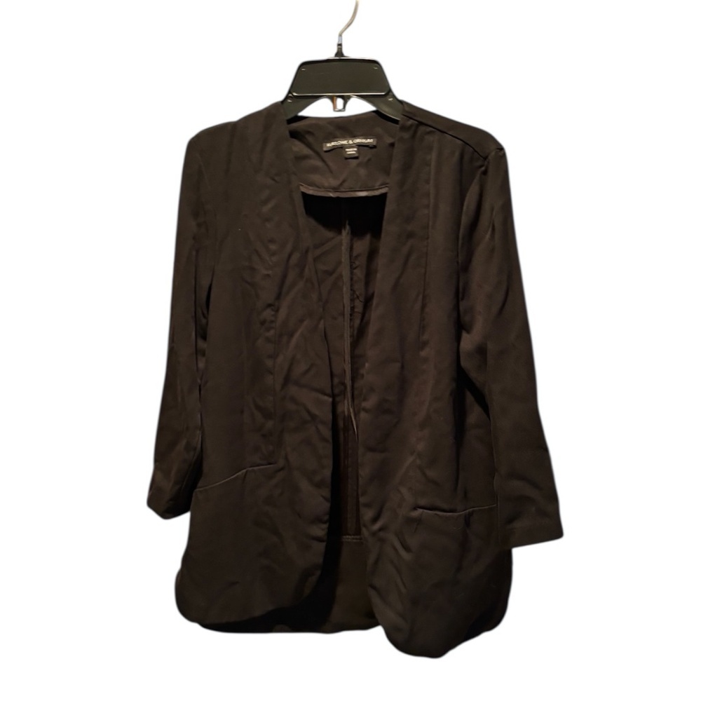 Harlowe & Graham Open Front Tencel Blazer in Black XS